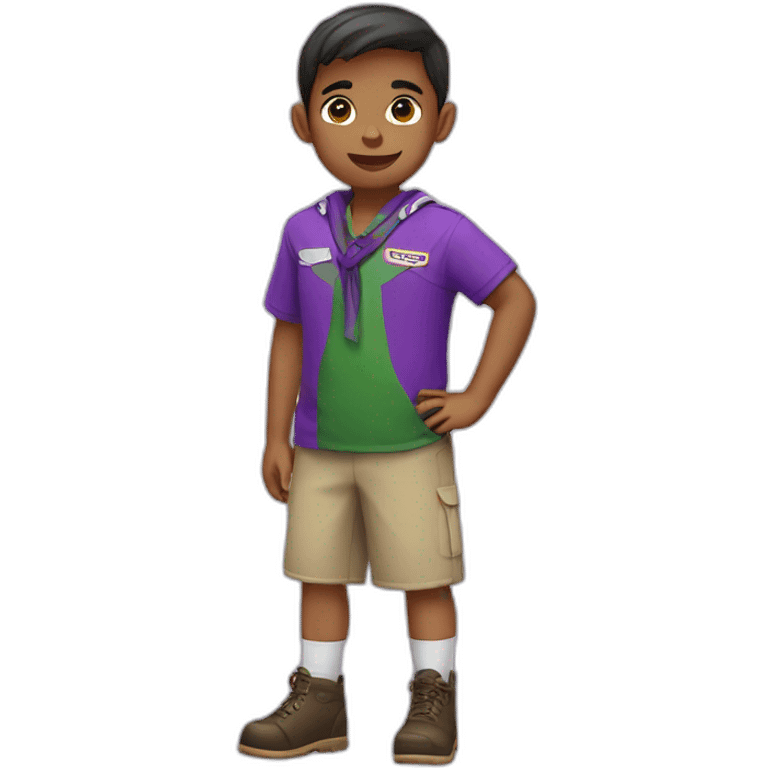 scout kid with a purple and white neckerchief and a green polo shirt emoji