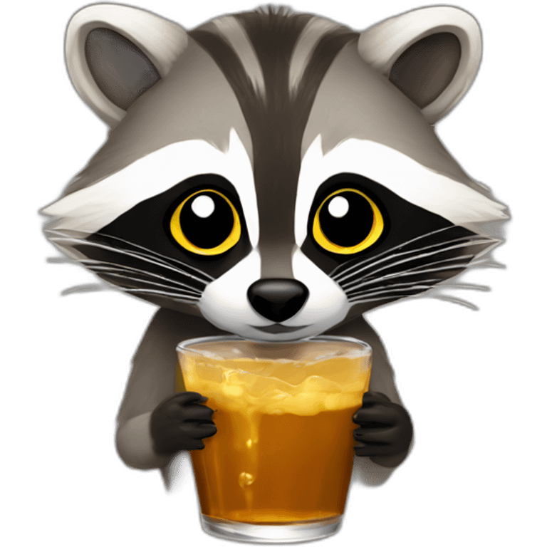 racoon drinking mate emoji