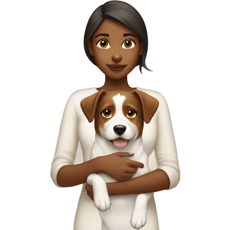 Brown girl with white dog emoji