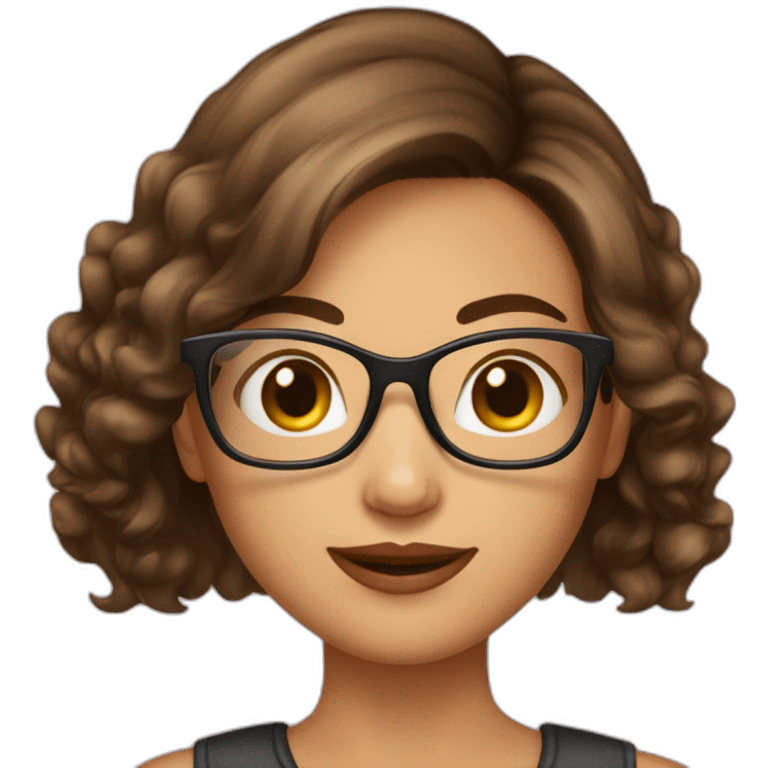 Fille a lunettes cheveux lisses brun mi-court emoji