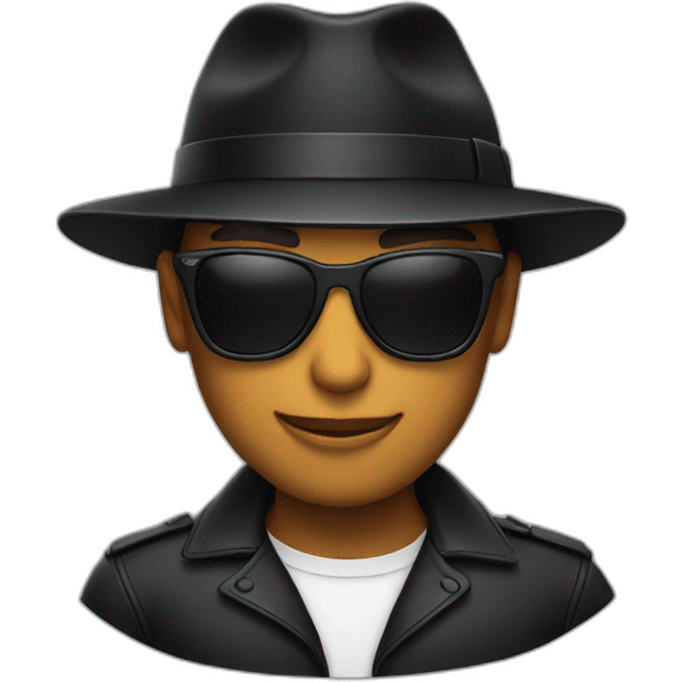 emoji wearing black hat and sunglasses emoji