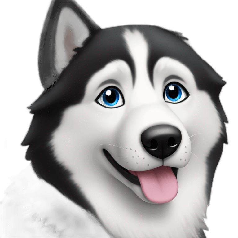 black and white husky with blue eyes emoji