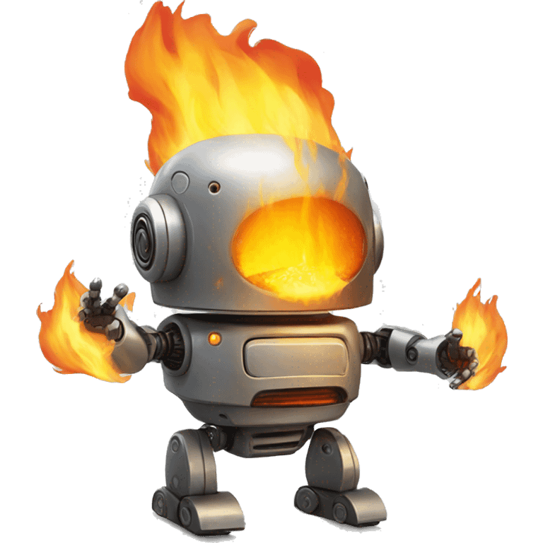 robot on fire without a head emoji