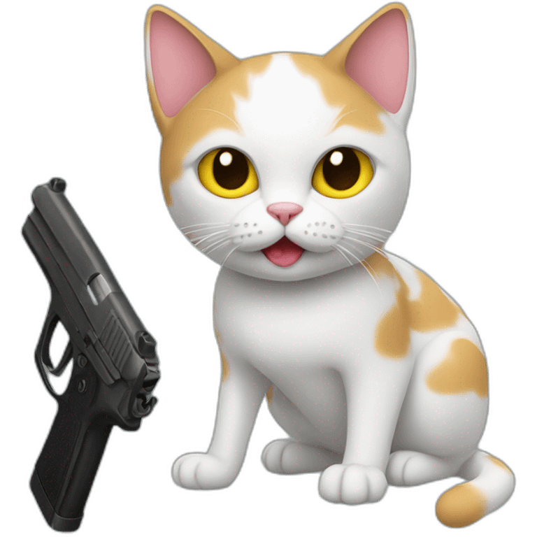 Cat whit a gun emoji