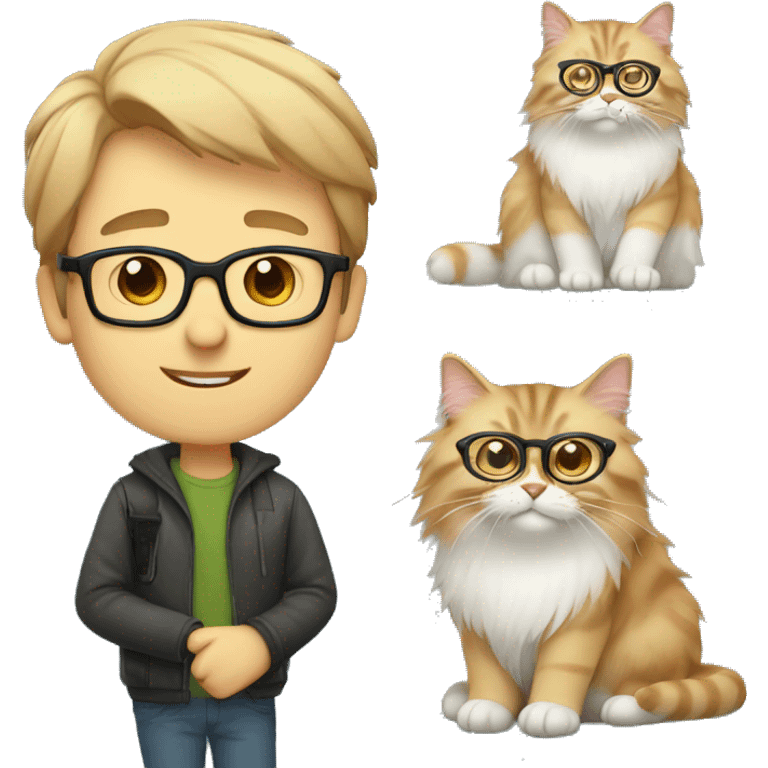 guy in glasses with a Siberian cat emoji