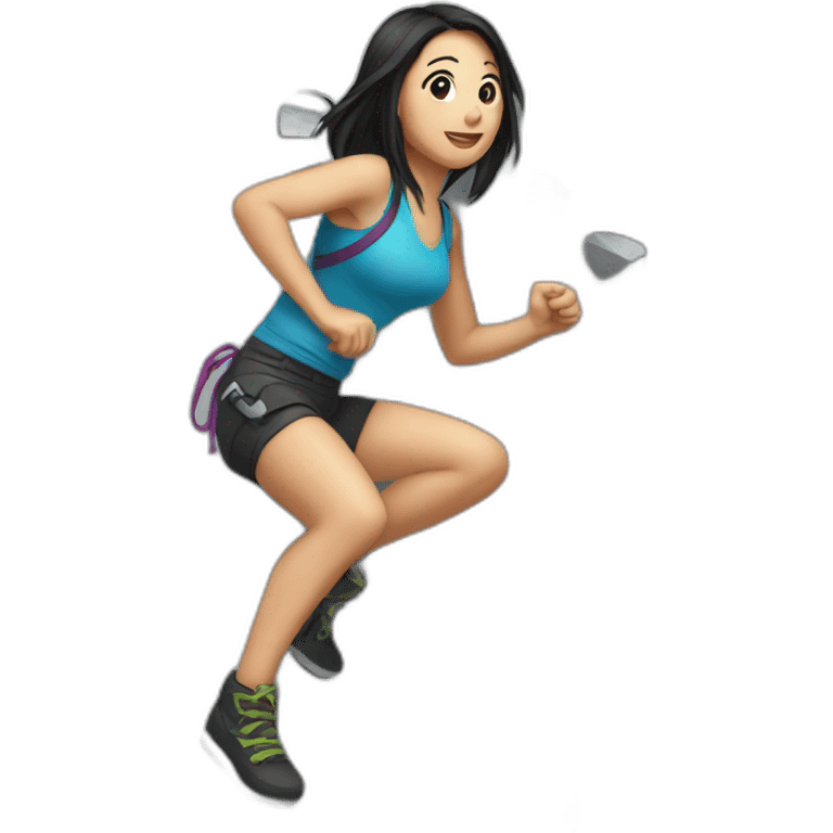 Caitlin Shih climbing a wall emoji