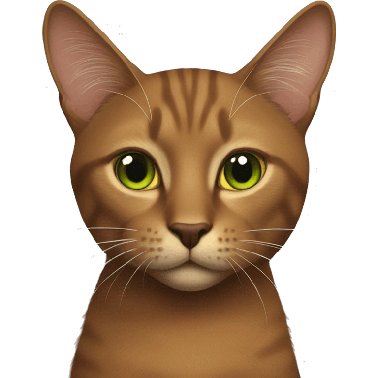 Brown cat with brown nose and orange/yellow/green eyes long black whiskers  emoji