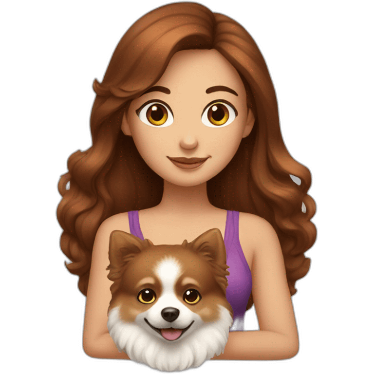 brown hair girl with red pomeranian emoji