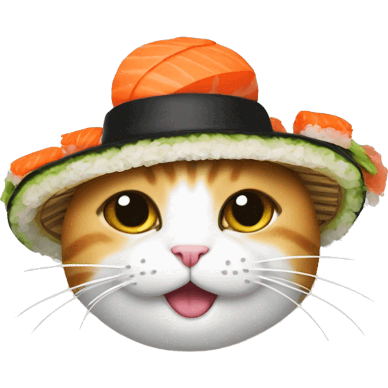 cat wearing sushi as a hat emoji