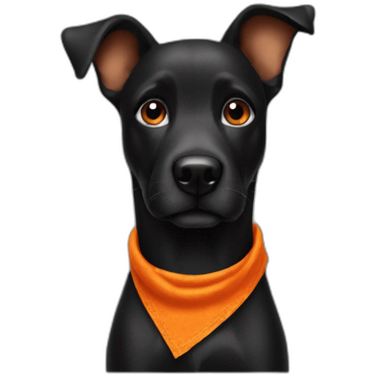 black dog with orange bandana around neck emoji