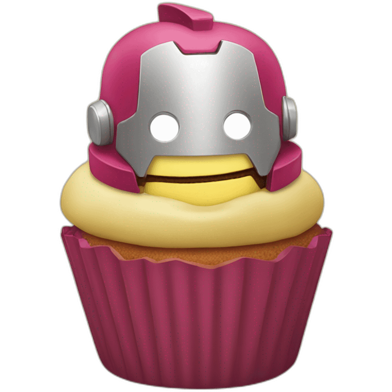 Happy cupcake with Ironman  emoji