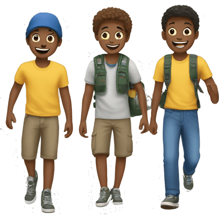 three boys enjoying outdoor fun emoji