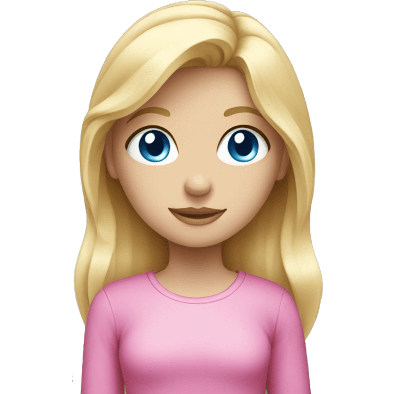 Blond hair girl with blue eyes in a pink emoji