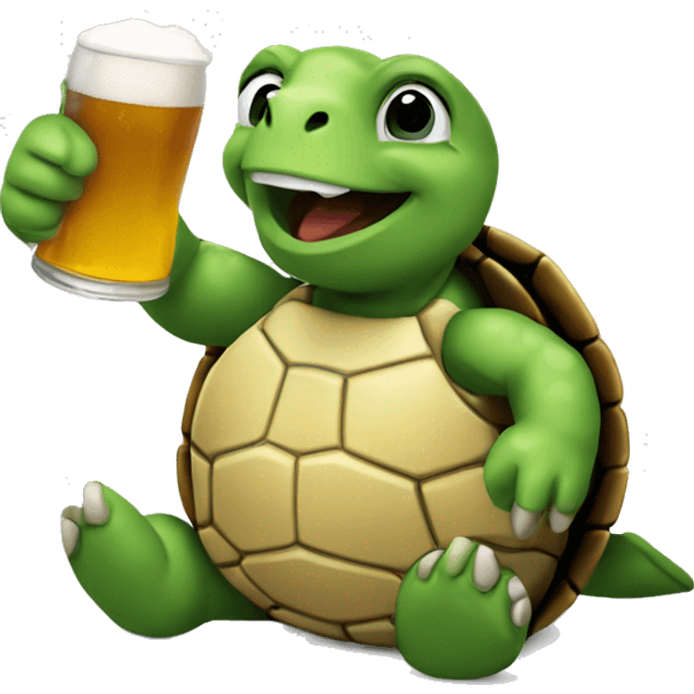 turtle holding a beer gla emoji