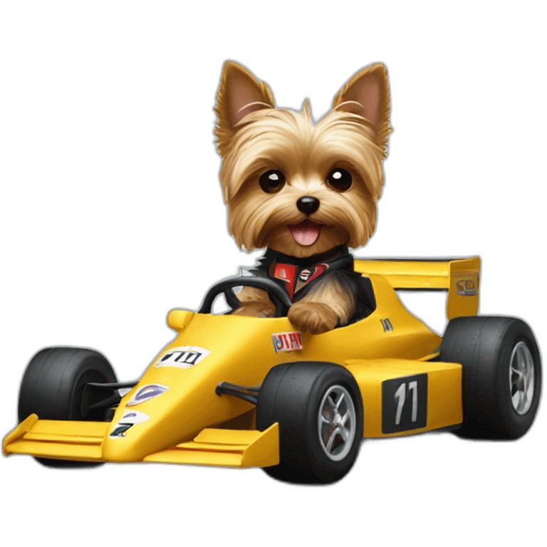 yorkie driving f1 car emoji