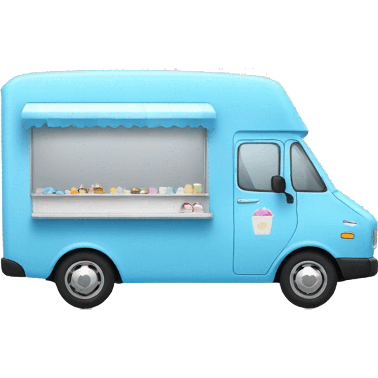 minimalistic blue ice-cream van, side view emoji