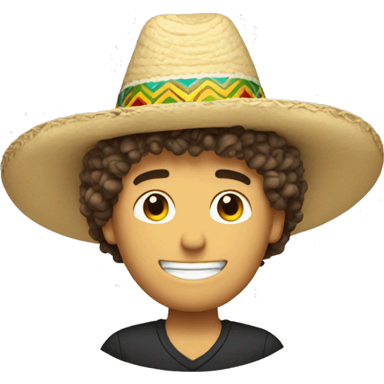 curly hair white man with sombrero with his arm up with number 1 emoji