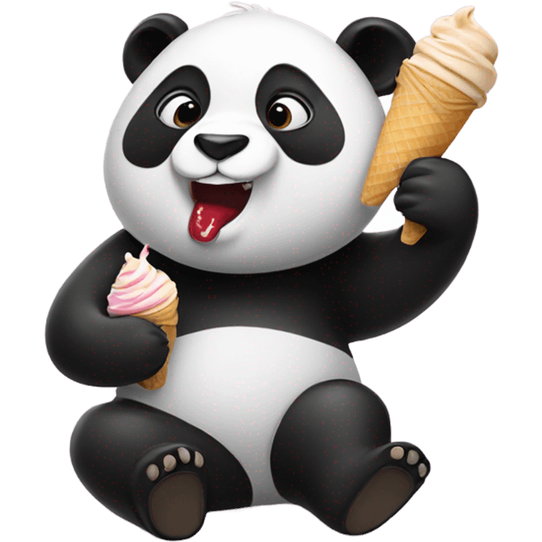 Panda eating ice cream emoji