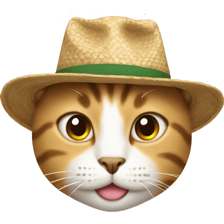 Cat wearing a farmers hat emoji