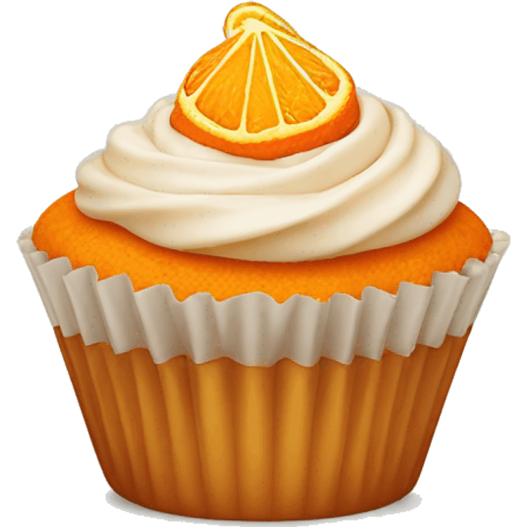 Orange cupcake with a happy face  emoji