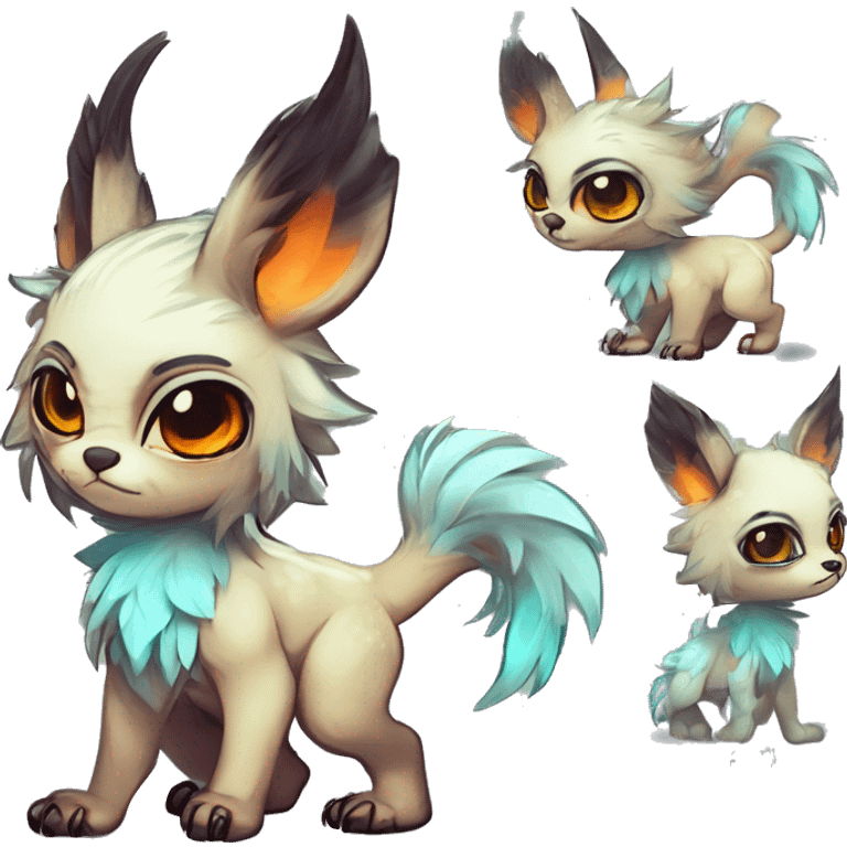 Cool cute Kawaii edgy fantasy shiny chibi animal creature fursona Fionbri vernid by griffsnuff & LiLaiRa & Falvie full bodyal emoji