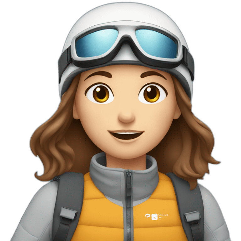 girl with brown hair skiing in the alps emoji