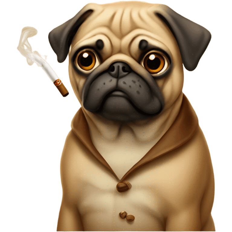 Tan pug smoking a cigar emoji