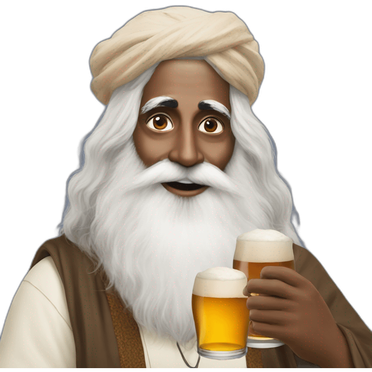 sadhguru with beer emoji