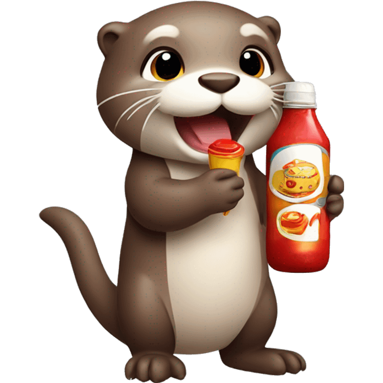 cute otter holding ketchup bottle emoji