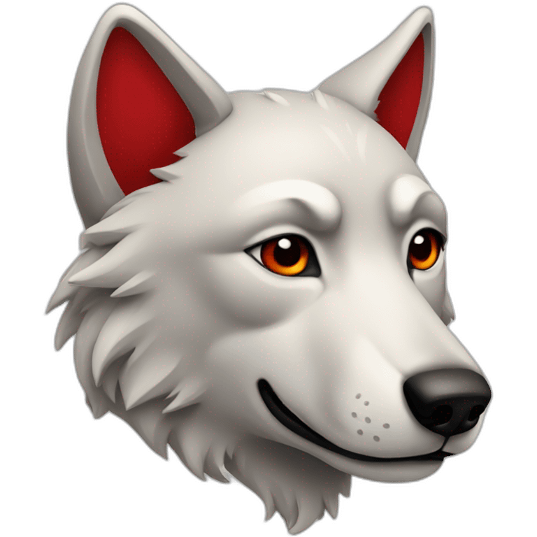 Wolf with red left ear emoji