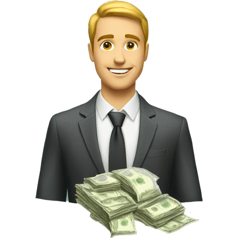 business man with money realistic emoji