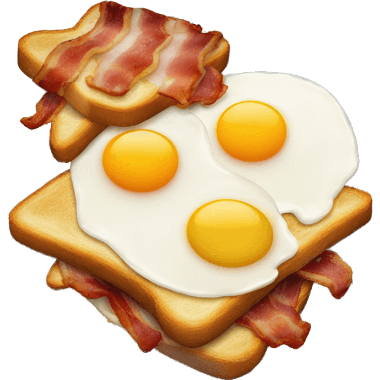 “Two fried eggs, crispy bacon, and buttered toast on a plate.” emoji