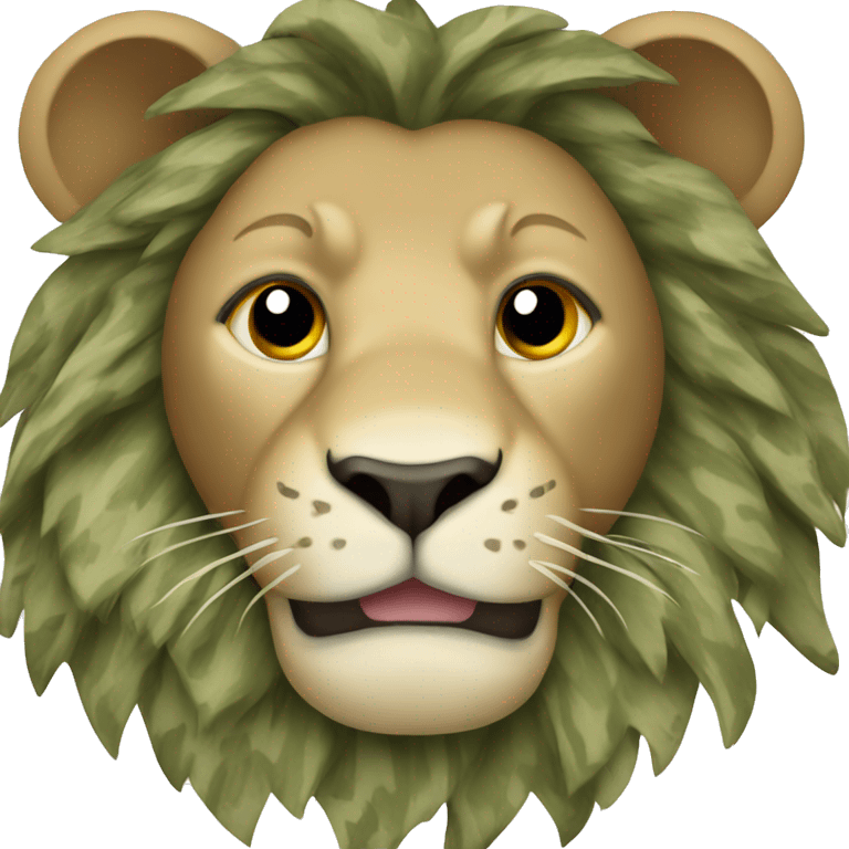 A camouflage lion emoji