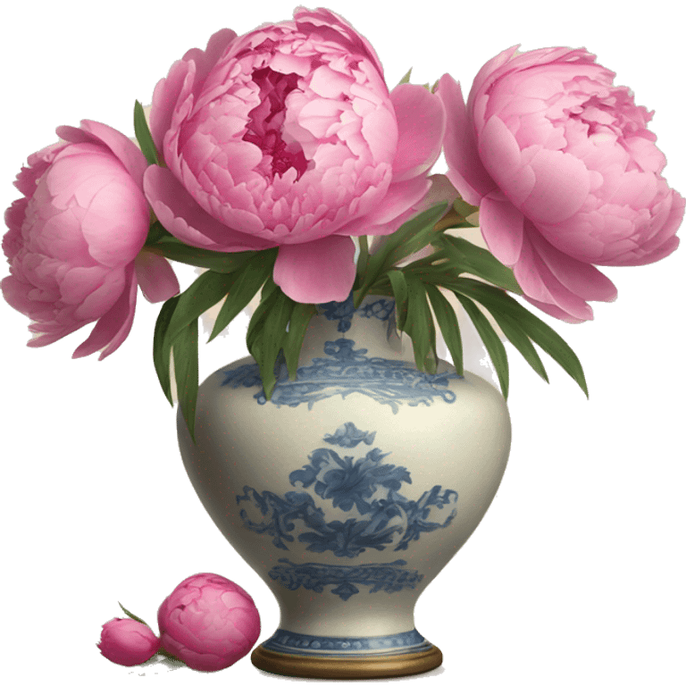 Pink peonies in a vintage vase emoji