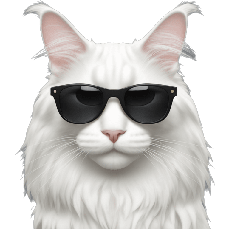 White Maine Coon with black sunglasses emoji