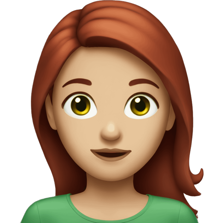 Dark red haired girl with green eyes emoji