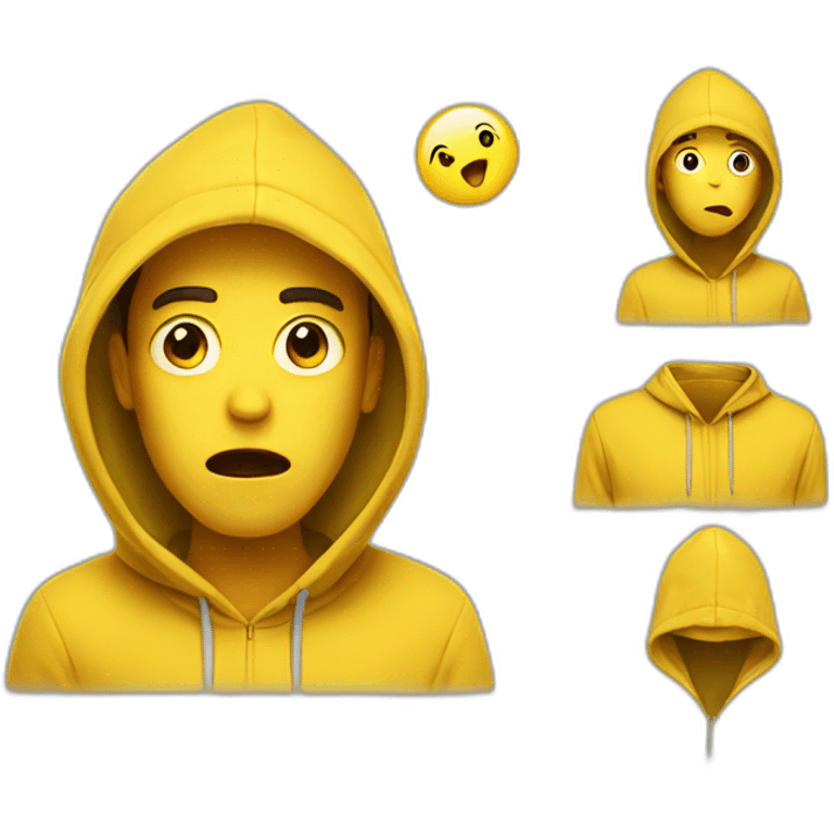 guy in a yellow hoodie is shocked emoji