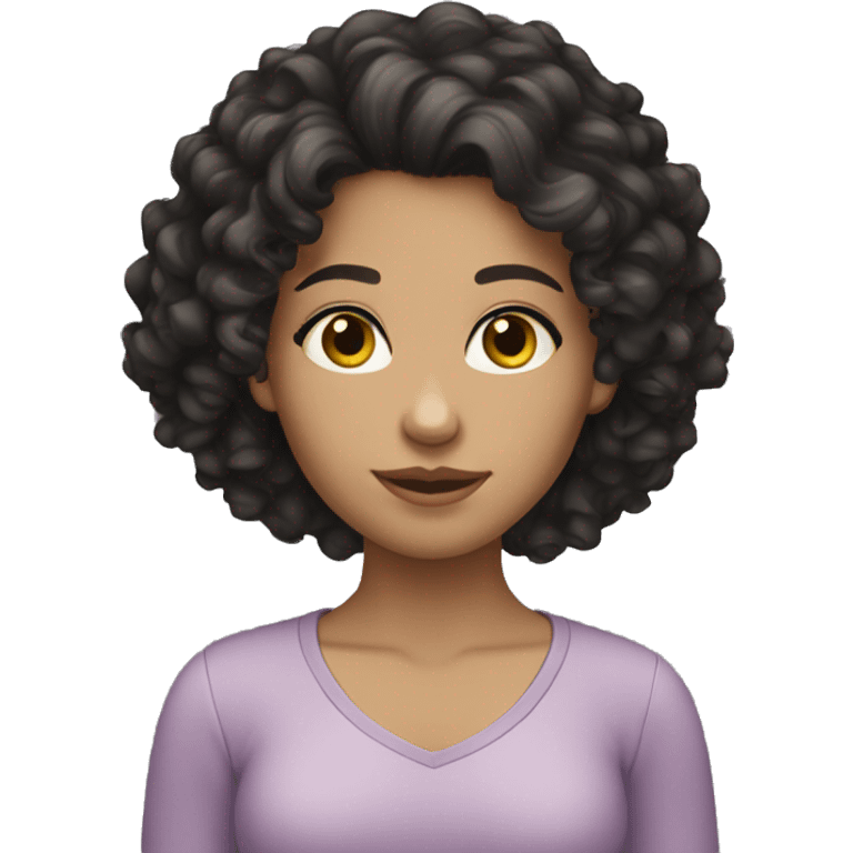 Caucasian girl dark curly hair  emoji