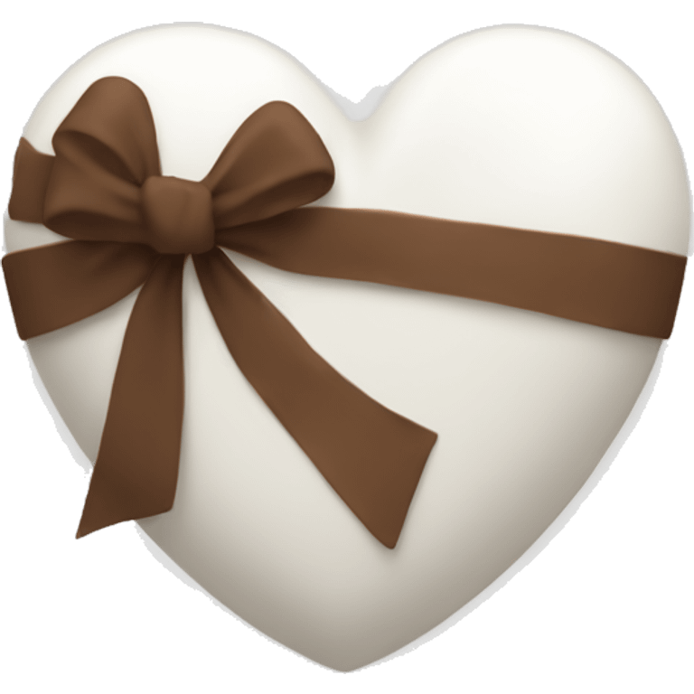 White heart with brown bow emoji