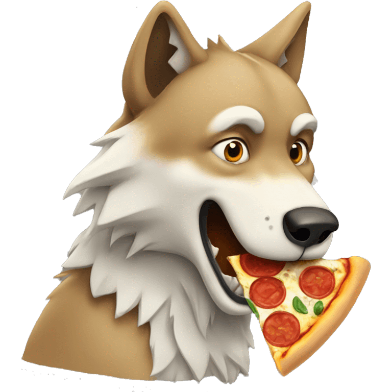 Wolf eating pizza emoji