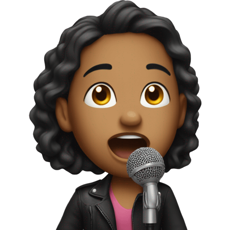 The singer sings into the microphone emoji