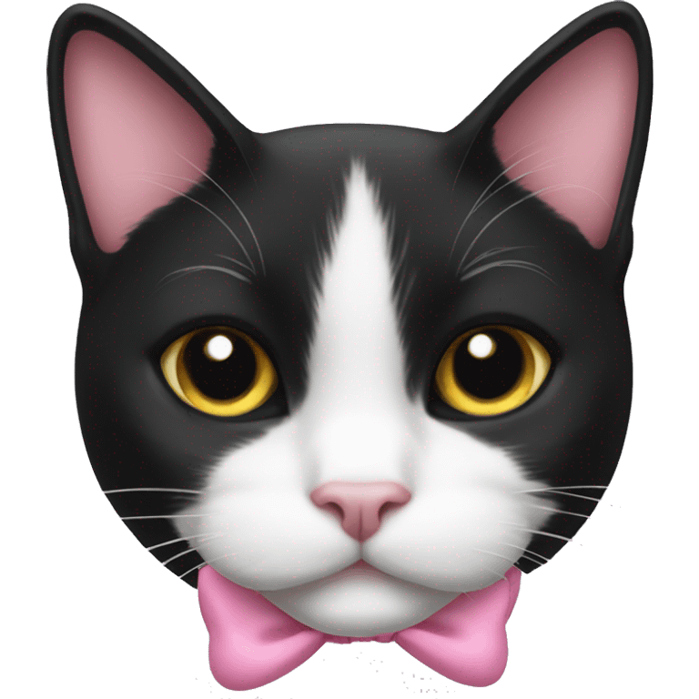 tuxedo cat pink bow emoji