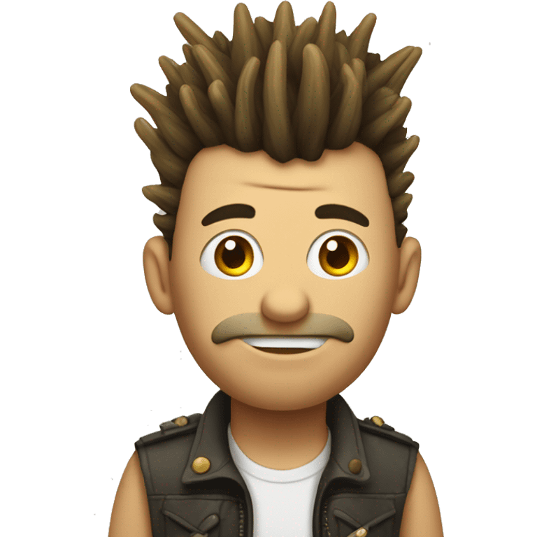 man with mohawk, with a worm sticking out out is head emoji