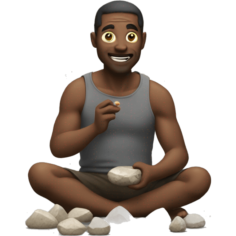 Man eating stones emoji