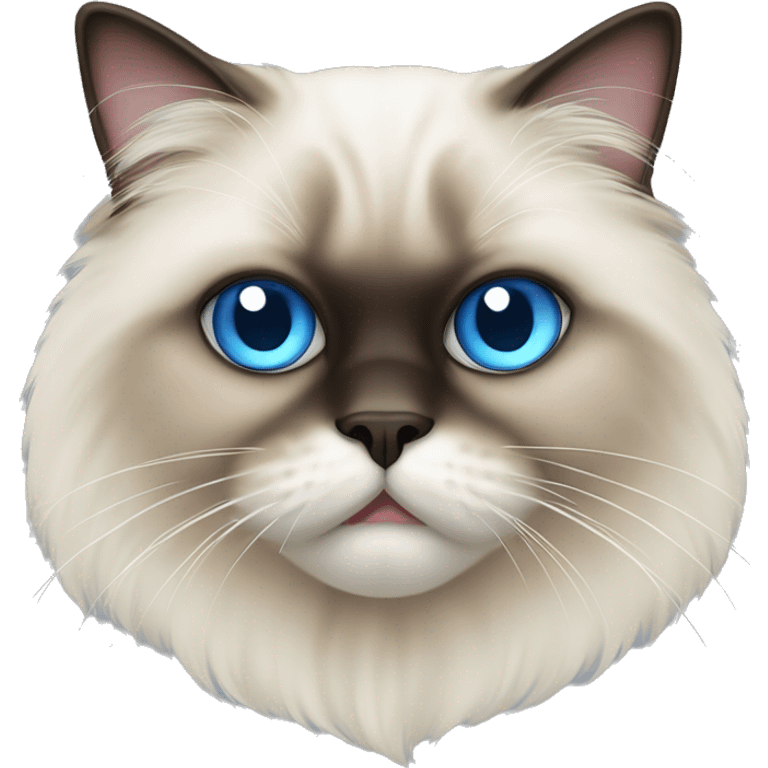 Himalayan cat, tongue sticking out mouth, blue eyes emoji