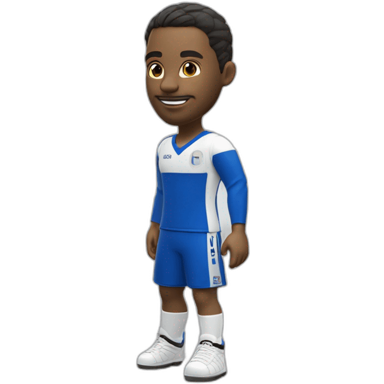 Joueur de handball blanc en maillot bleu manche courte numéro 10 et le logo du CLOSW handball emoji