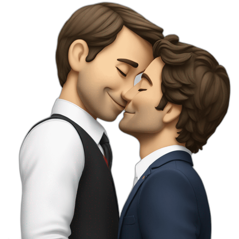 Macron kissing Trudeau emoji