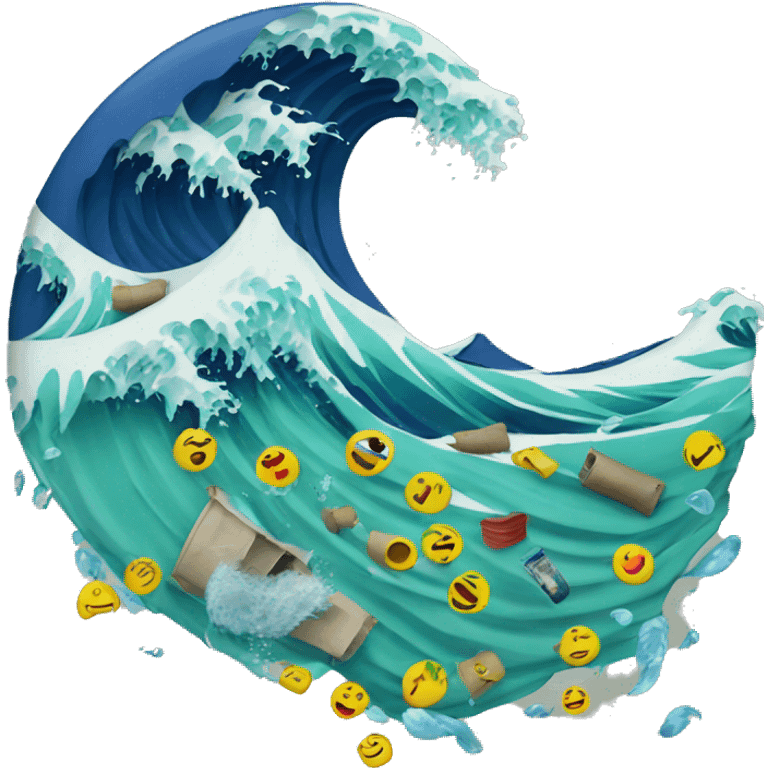 Wave with  waste floating emoji