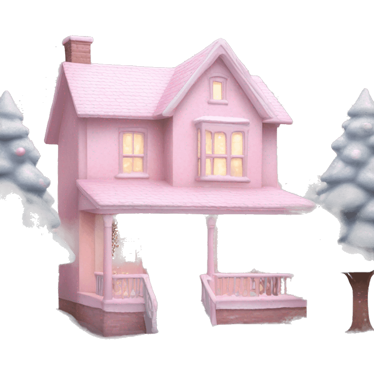 Pastel pink Christmas house realistic  emoji