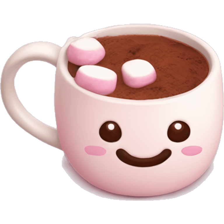 mug with cacao with marshmallow pink christmas mood emoji